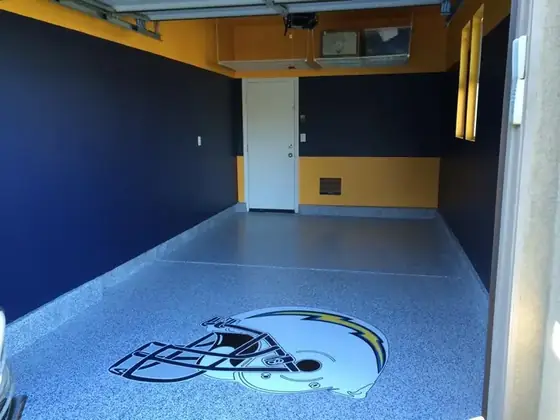 Blue-gray residential garage coating by Epoxy Pros
