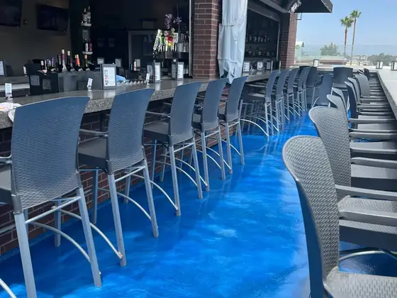 Blue metallic exterior walkway coating
