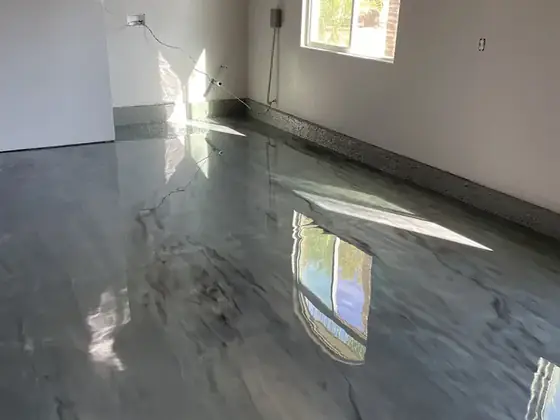 Charcoal metallic interior floor by Epoxy Pros
