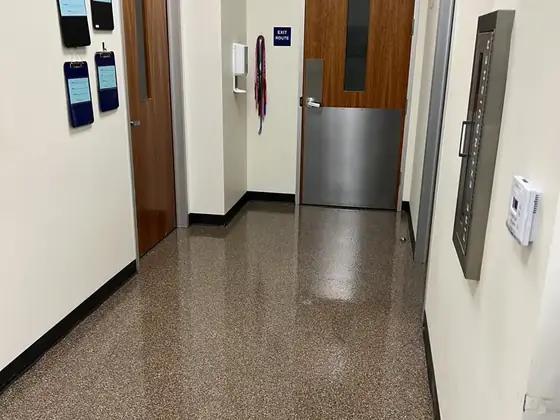 Commercial hallway epoxy floor by Epoxy Pros
