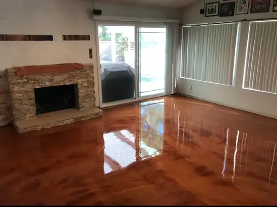 Copper metallic residential floor by Epoxy Pros