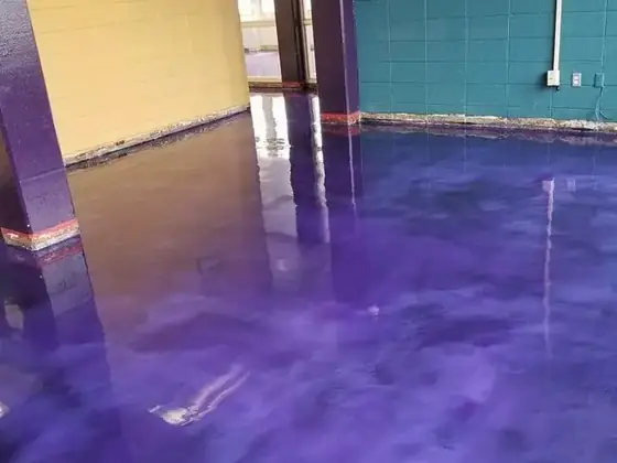Purple metallic epoxy floor by Epoxy Pros