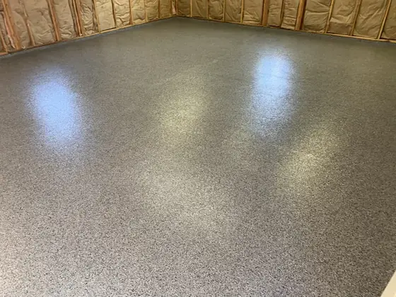 Workshop flake floor finish by Epoxy Pros