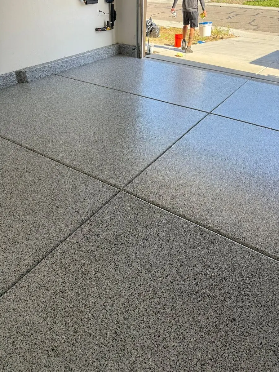 Garage floor control joint and coating detail project in Star Idaho