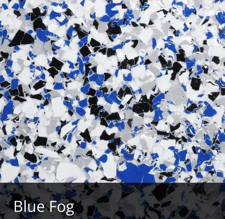 Blue Fog decorative epoxy flake sample