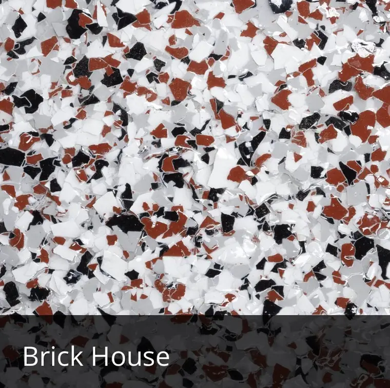 Brick House decorative epoxy flake sample