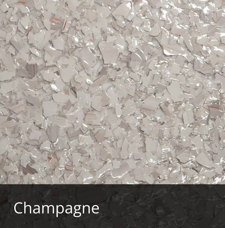 Champagne decorative epoxy flake sample
