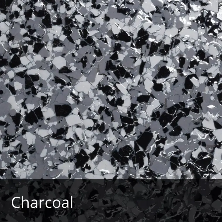 Charcoal epoxy floor flake sample