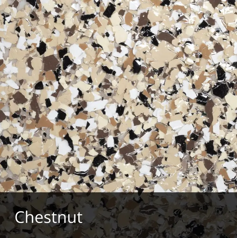 Chestnut decorative epoxy flake sample