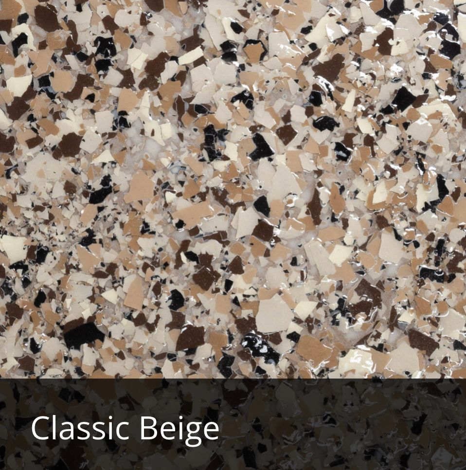 Classic Beige decorative epoxy flake sample