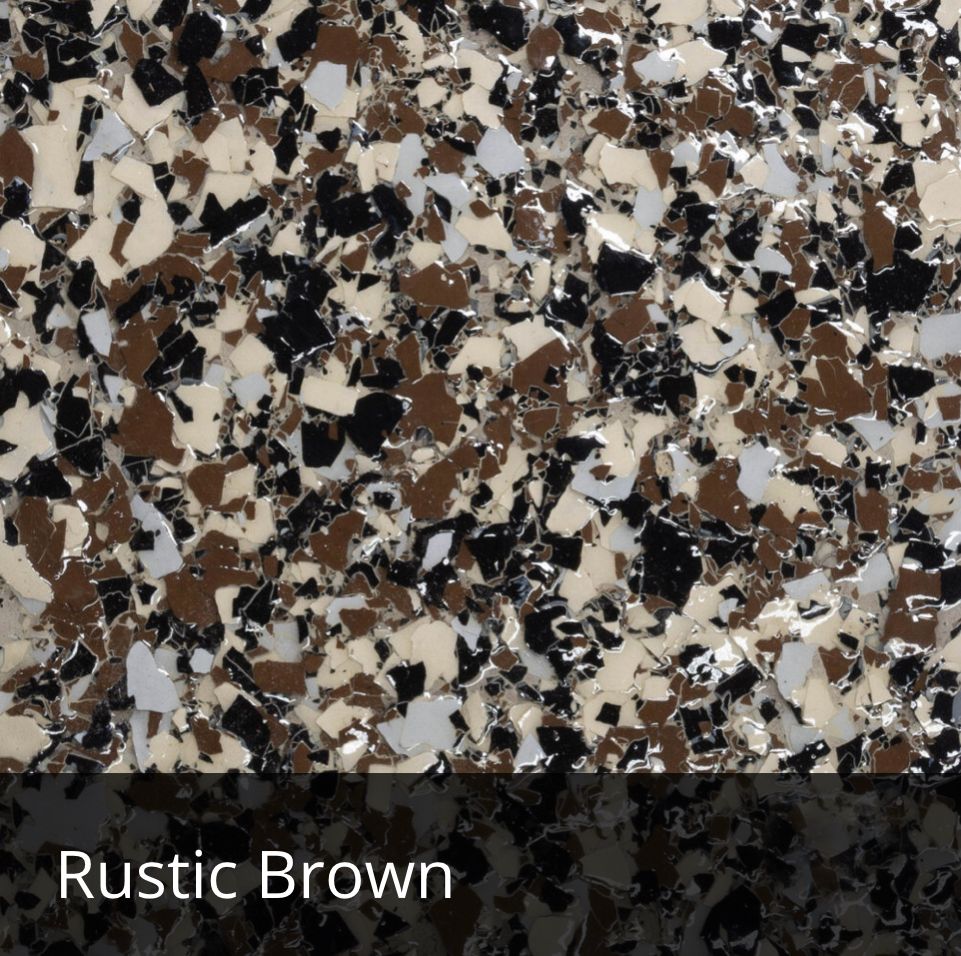 Rustic Brown decorative epoxy flake sample