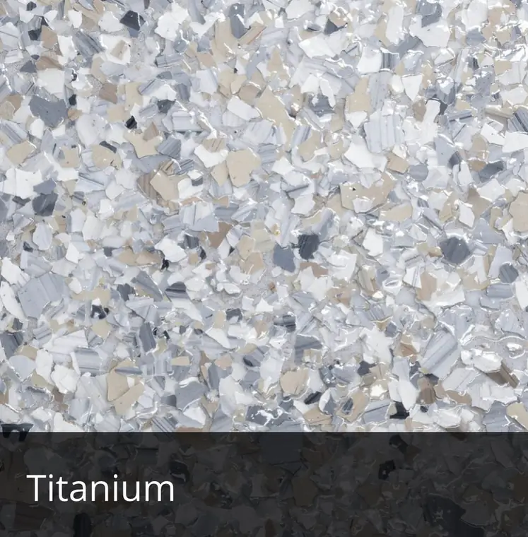 Titanium decorative epoxy flake sample