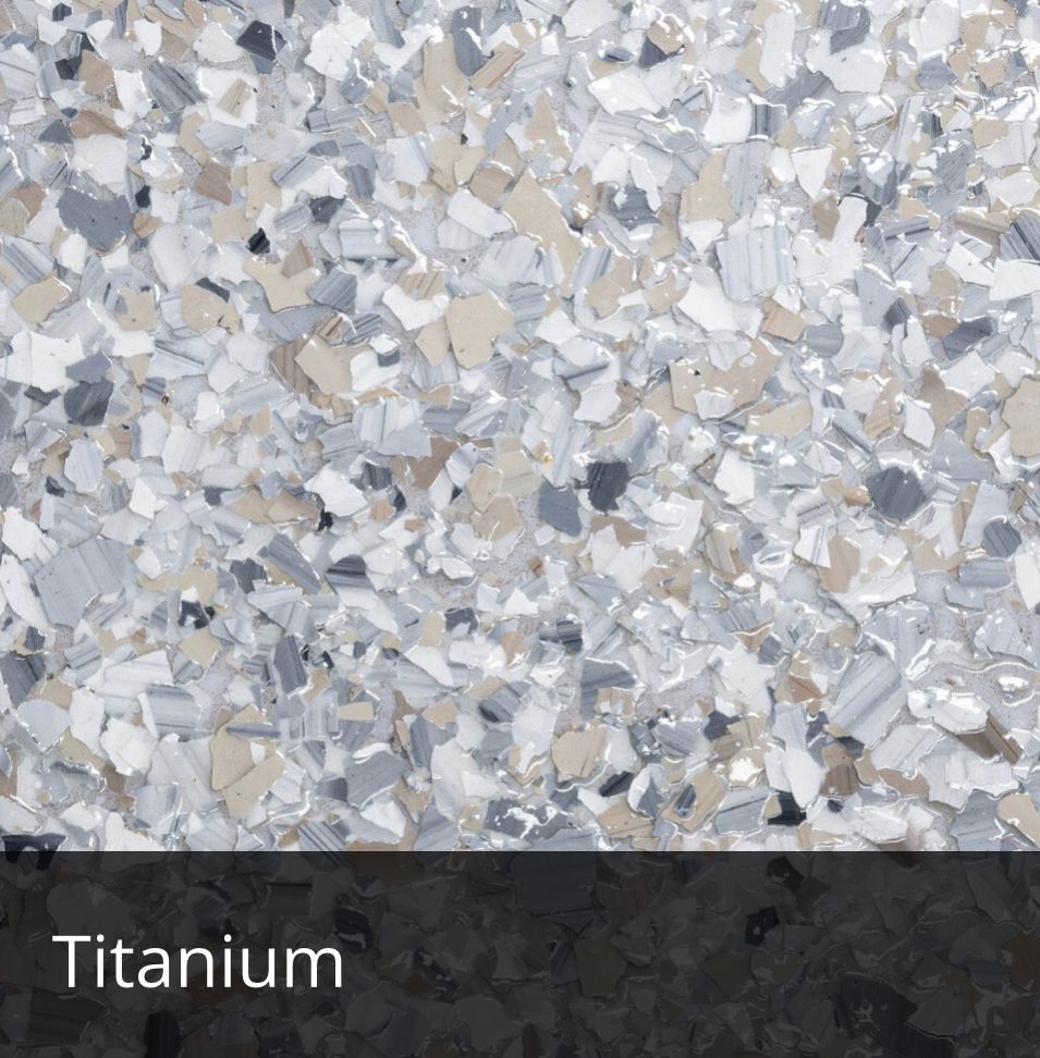 Titanium decorative epoxy flake sample