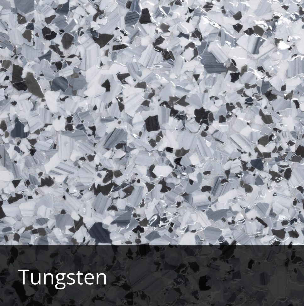Tungsten epoxy floor flake sample